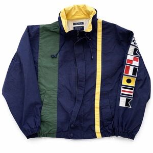 Vintage 90s Nautica Sailing Jacket XL Colorblock Signal Flags Windbreaker